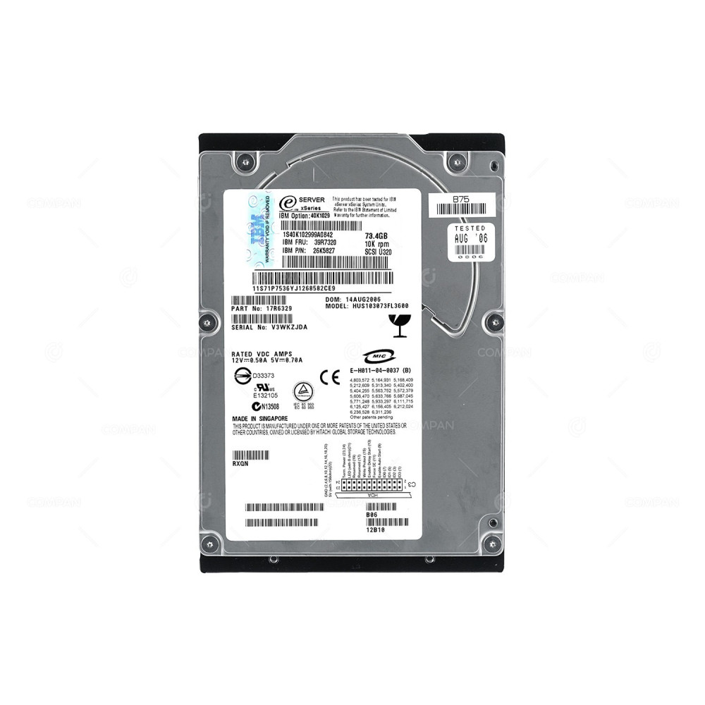 39R7320 IBM 73.4GB 10K U320 SCSI 3.5 LFF 26K5827, 40K1029